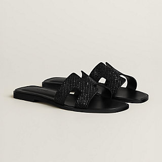 HERMES アンカラ レザーサンダル ブラック oran-sandal--262202Z 03-front-